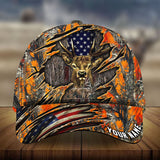Maxcorners Loralle Cracked Camouflage Deer Hunting US Flag Pattern 3D Multicolor Personalized Cap