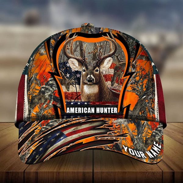 Maxcorners American Hunter US Flag Pattern 3D Multicolor Personalized Cap