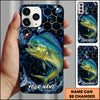Maxcorners Bass Fishing Phone Case Blue Ocean Hexagon Lure Art Design Custom Angler Name Phone Case (12 Fish Species)