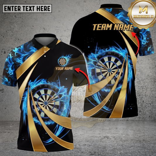 Maxcorners Darts Shirt Flaming Dartboard Target Multicolor Options Personalized Name, Team Name 3D Shirt (4 Colors)