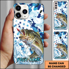 Maxcorners Bass Fishing Star Camo Water Splash Art Personalized Name Phone Case