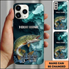 Maxcorners Geometric Blue Ripple Custom Name Fishing Phone Case