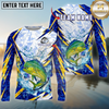 Maxcorners Fishing Water Splash Lightning Pattern Personalized Name, Team Name Long Sleeve Shirt (9 Breeds)