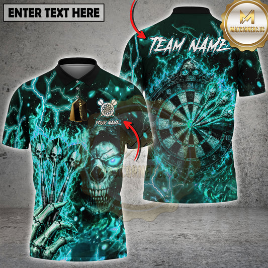 Maxcorners Darts Skull Purple Lightning Gothic Style Multicolor Options Personalized Name, Team Name 3D Shirt (4 Colors)