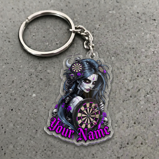Maxcorners Purple Gothic Darts Queen Personalized Name Keychain