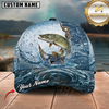 Maxcorners Fishing Blue Water Splash Hook Line Customized Name 3D Cap