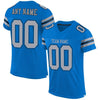 Maxcorners Custom Panther Blue Light Gray-Black Mesh Authentic Football Jersey LM2605