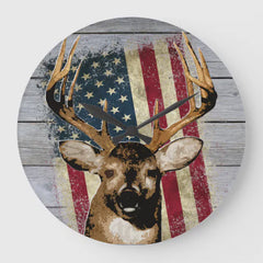 Maxcorners Patriotic Deer Hunting Décor Large Clock TU3012