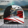 Maxcorners Fishing Red White Pattern Sport Pattern Personalized Name 3D Cap (11 Breeds)