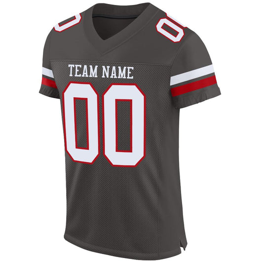 Maxcorners Custom Pewter White-Red Mesh Authentic Football Jersey LM2605