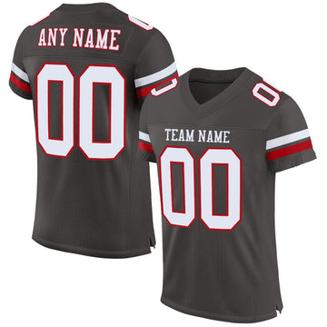 Maxcorners Custom Pewter White-Red Mesh Authentic Football Jersey LM2605