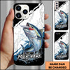 Maxcorners Fishing Topwater Lure Splash Art Black White Personalized Name Phone Case (10 Fish Species)