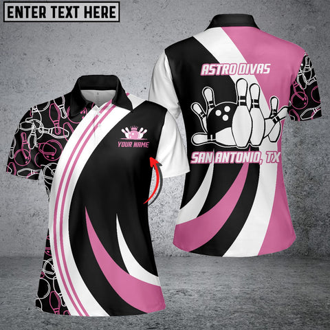 Maxcorners Black&Pink Bowling Seamless Pattern Personalized All Over Printed Shirt For Women