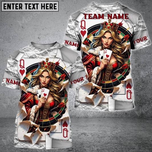 Maxcorners Dart Queen of Hearts Royal Casino Style Personalized Name, Team Name 3D Polo Shirt