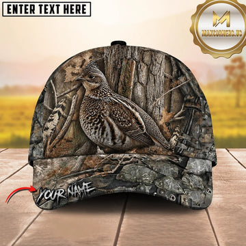 Maxcorners Grouse Hunting Woodland Camo Bird Personalized Name 3D Cap