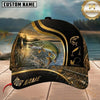 Maxcorners Fishing Black Gold Sunset Lake Customized Name 3D Cap