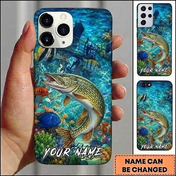 Maxcorners Fishing Vibrant Aqua Coral Reef Customized Name 3D Cap