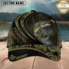 Maxcorners Fishing Black Olive Woodland Wave Customized Name 3D Cap