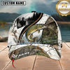 Maxcorners Fishing White Woodland Lake Splash Customized Name 3D Cap