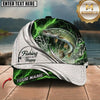 Maxcorners Fishing Green Lightning White Scale Water Splash Customized Name 3D Cap