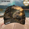 Maxcorners Fishing Rustic Bark and Sunset Customized Name 3D Cap