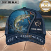Maxcorners Fishing Deep Blue Water Splash Get Hooked Customized Name 3D Cap