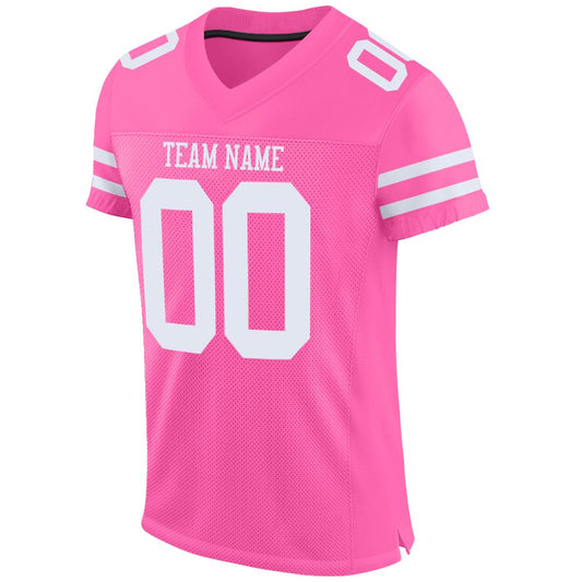 Maxcorners Custom Pink White Mesh Authentic Football Jersey LM2605