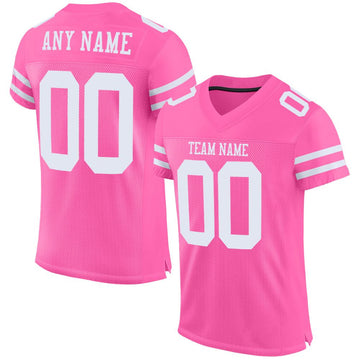 Maxcorners Custom Pink White Mesh Authentic Football Jersey LM2605