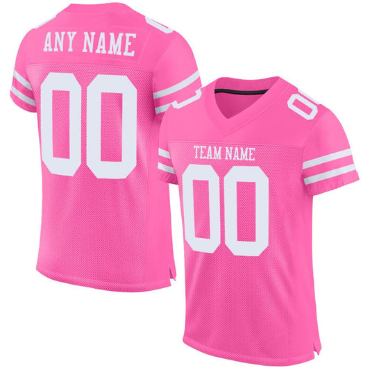 Maxcorners Custom Pink White Mesh Authentic Football Jersey LM2605