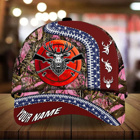 Maxcorners The Best Love Deer Hunting Personalized Hats 3D Multicolored