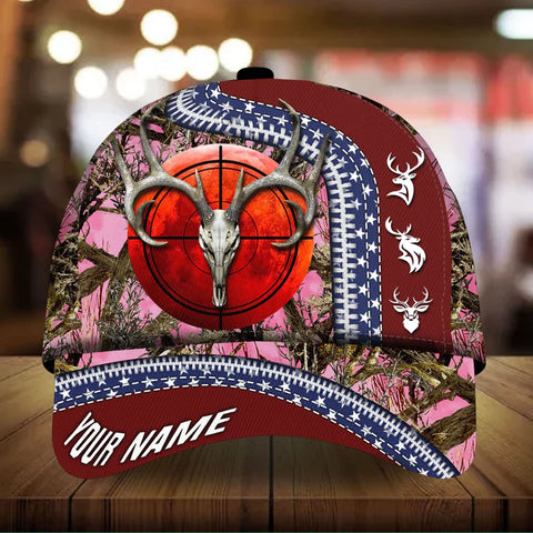 Maxcorners Premium Unique Skull Deer Hunting Personalized Hats 3D Multicolored