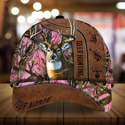 Maxcorners The Best Deer Hunting Leather Personalized Hats 3D Multicolored