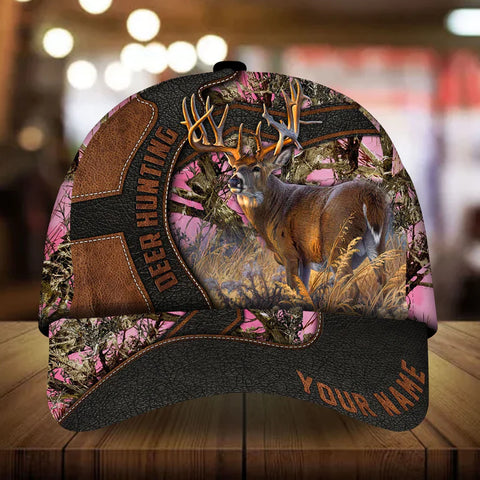 Maxcorners Premium Unique Leather Deer Hunting Personalized Hats 3D Multicolored