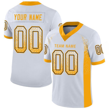 Maxcorners Custom White Gold-Black Drift Fashion Football Jersey LM2605