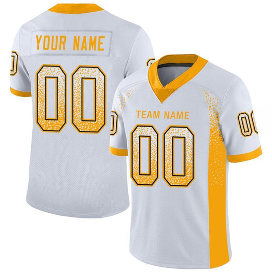 Maxcorners Custom White Gold-Black Drift Fashion Football Jersey LM2605