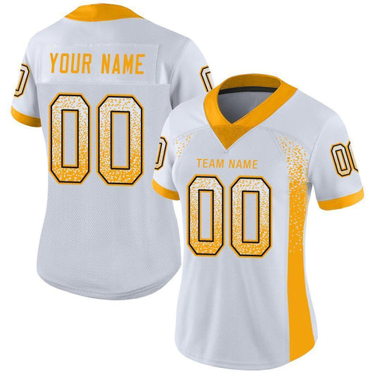 Maxcorners Custom White Gold-Black Drift Fashion Football Jersey LM2605