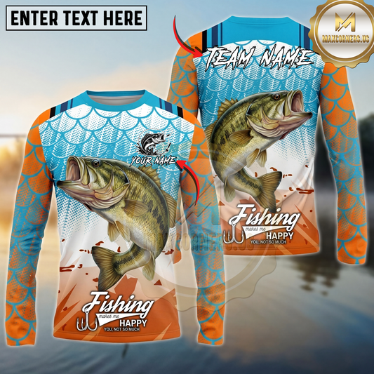 Maxcorners Fishing Retro Scale Pattern Personalized Name, Team Name Long Sleeve Shirt (9 Breeds)