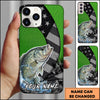 Maxcorners Fishing Neon Green Honeycomb Wave Splash Personalized Name Phone Case (10 Fish Species)