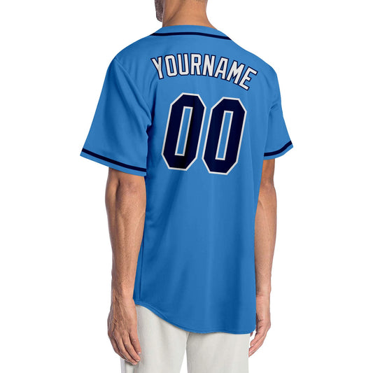 Maxcorners Custom Powder Blue Navy-White Authentic Baseball Jersey LM2605