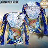 Maxcorners Fishing Water Splash Lightning Pattern Personalized Name, Team Name Long Sleeve Shirt (9 Breeds)