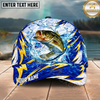 Maxcorners Fishing Lightning Splash Blue Pattern Personalized Name Classic 3D Cap (9 Breeds)