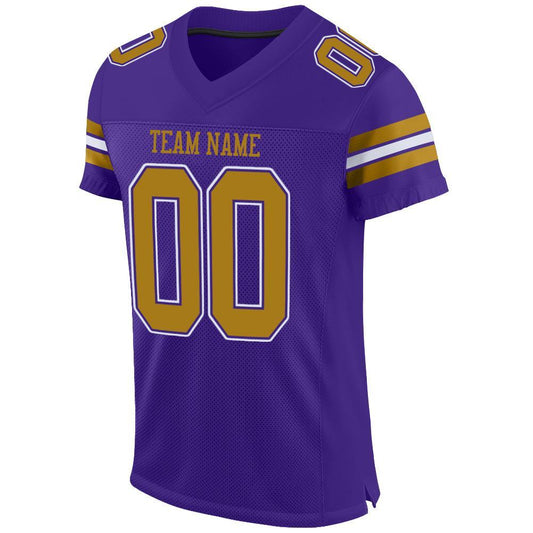 Maxcorners Custom Purple Old Gold-White Mesh Authentic Classic Football Jersey LM2605