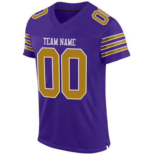 Maxcorners Custom Purple Old Gold-White Mesh Authentic Football Jersey LM2605
