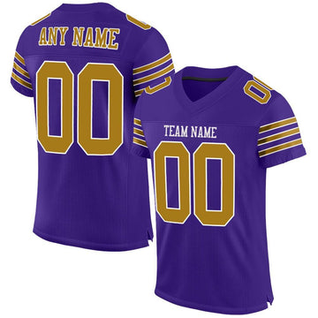 Maxcorners Custom Purple Old Gold-White Mesh Authentic Football Jersey LM2605