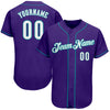Maxcorners Custom Purple White-Teal Authentic Baseball Jersey LM2605