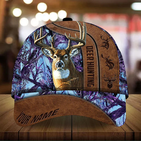 Maxcorners The Best Deer Hunting Leather Personalized Hats 3D Multicolored