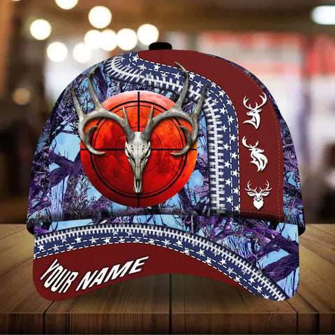 Maxcorners Premium Unique Skull Deer Hunting Personalized Hats 3D Multicolored