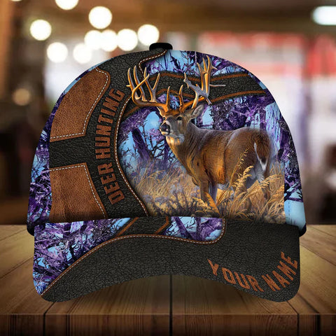 Maxcorners Premium Unique Leather Deer Hunting Personalized Hats 3D Multicolored