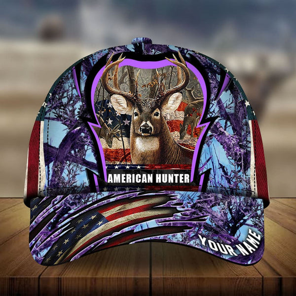 Maxcorners American Hunter US Flag Pattern 3D Multicolor Personalized Cap