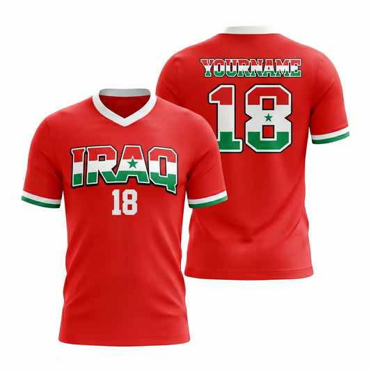 Maxcorners Premium Iraq Football Fan 3D Jersey Personalized T Shirt With Custom Name